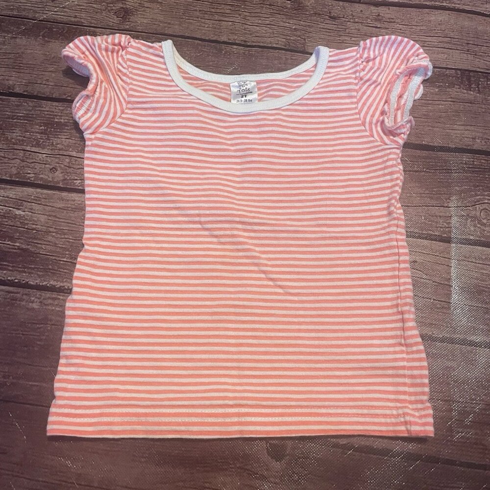 Toddler Girl’s Little Tots Bright Salmon Stripes Shirt 2T